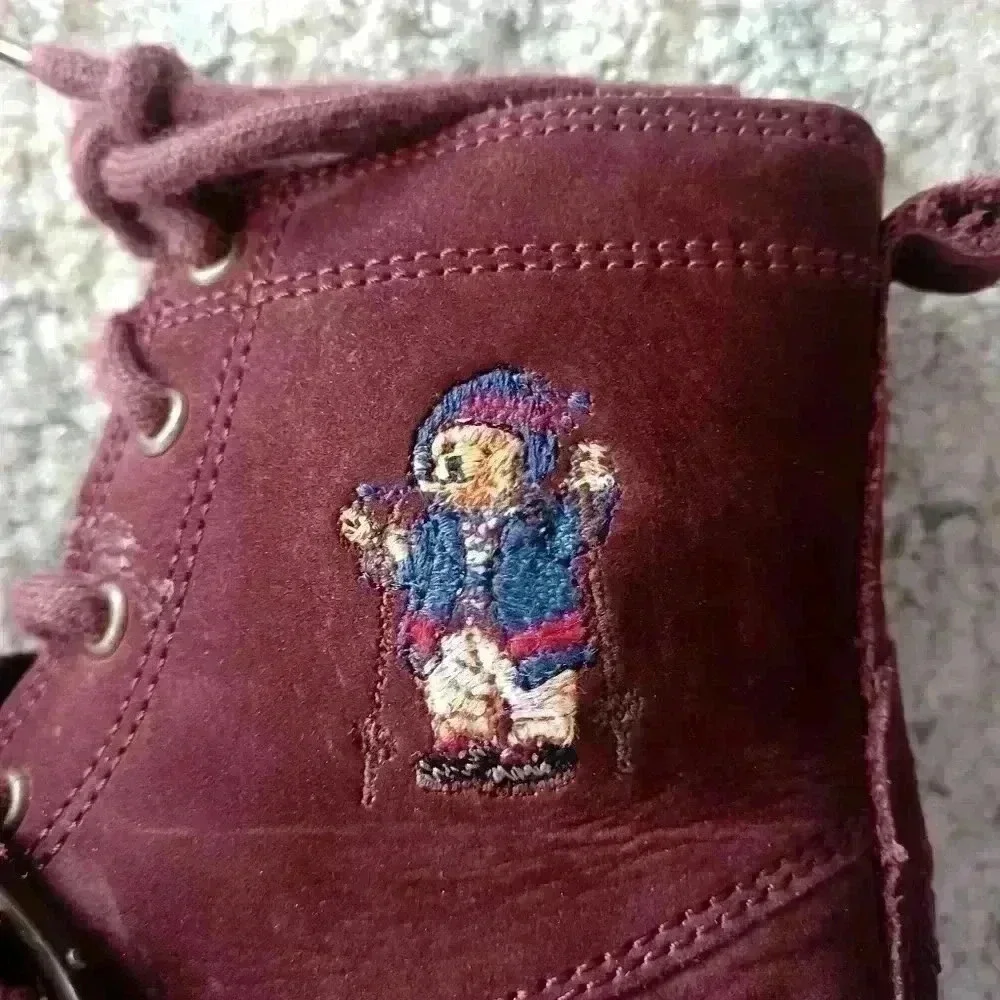 Ralph Lauren Kids Burgundy Ranger HI II Ski Polo Bear Suede Boots 10